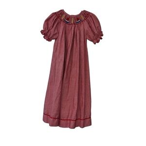 Southern Sunshine Kids girls Red Gingham back to school Smocked bishop Dress 5